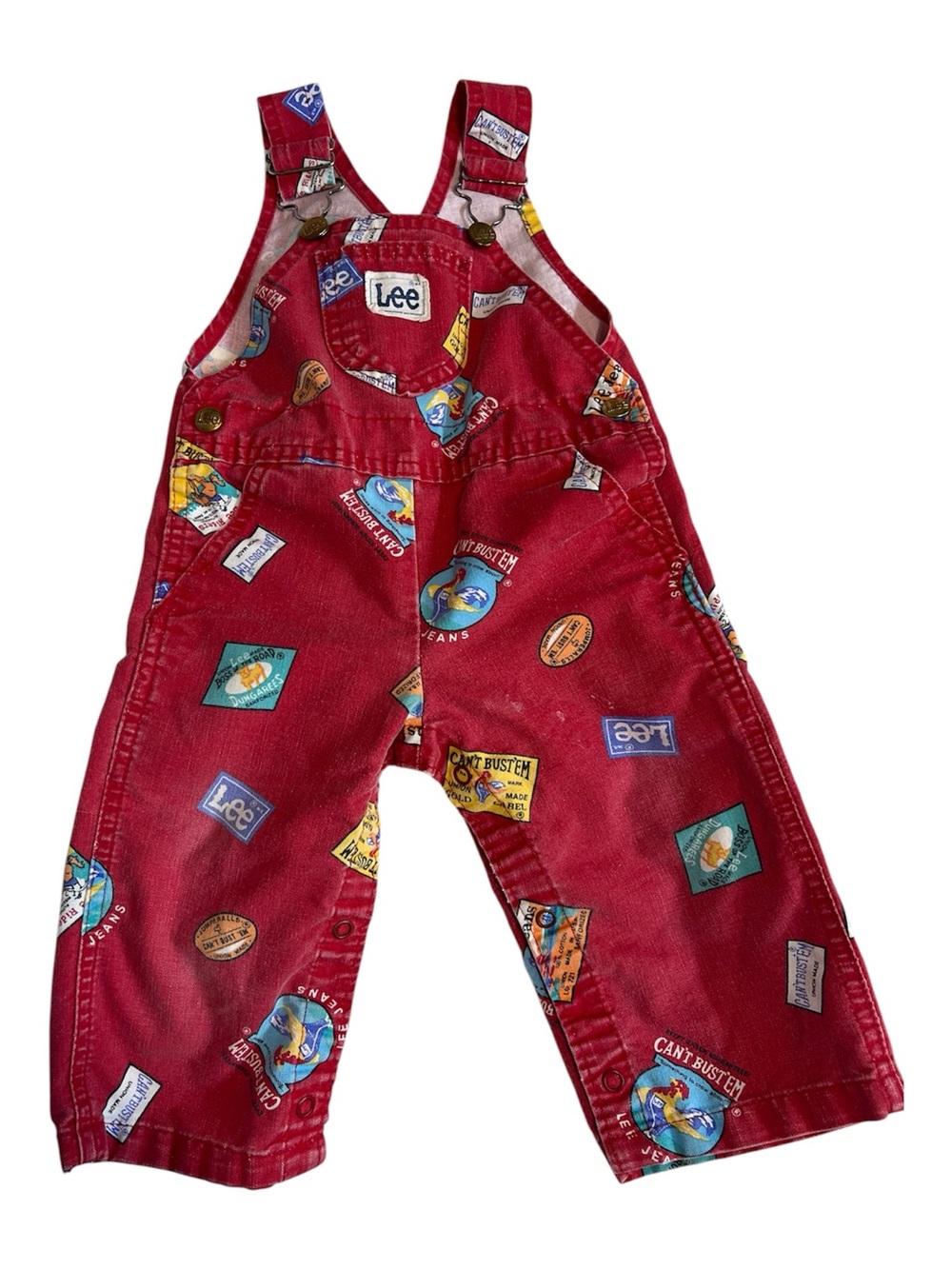 Vintage Lee Kids Overall Size 18 Months Red Made In USA